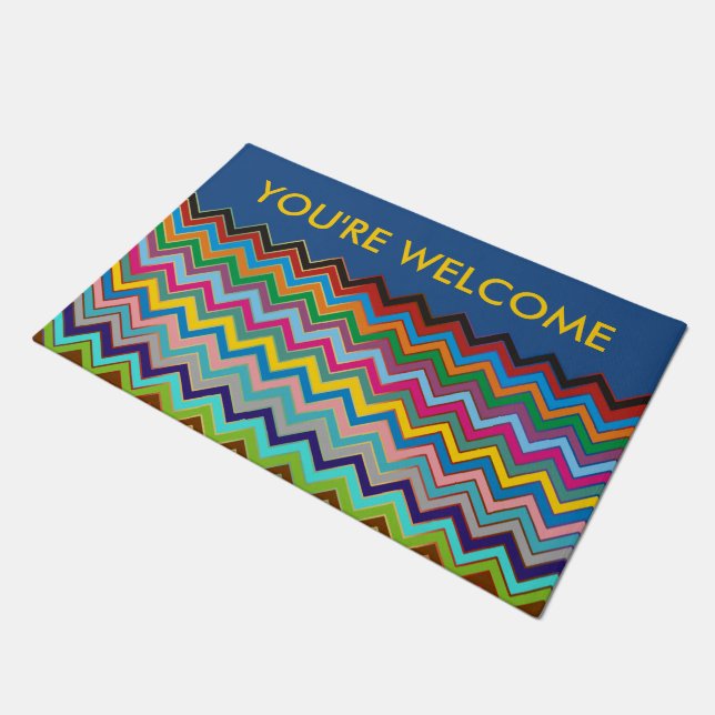ZIGZAG pattern - coloured + your ideas Doormat (Angled)