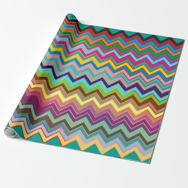 ZIGZAG pattern - coloured + your ideas Wrapping Paper (Unrolled)