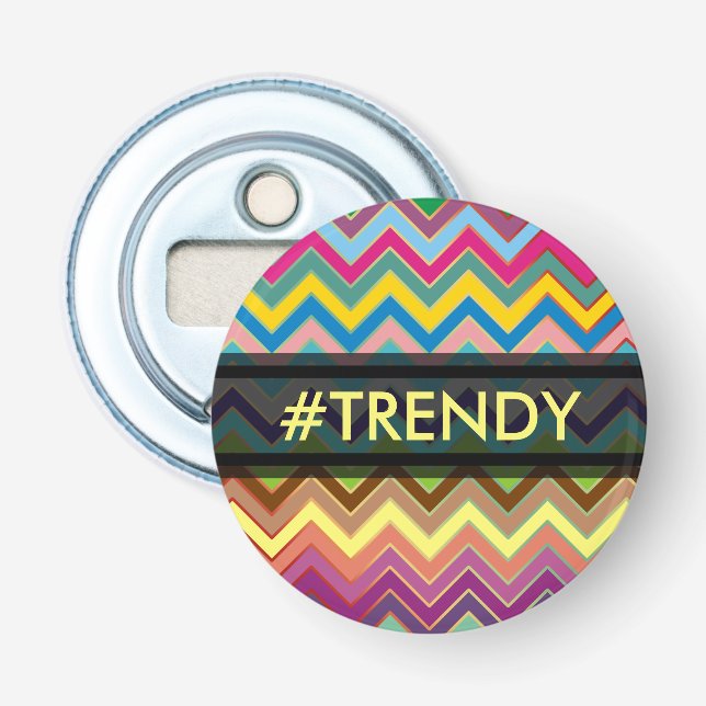 ZIGZAG pattern - coloured + your text Bottle Opener (Front)
