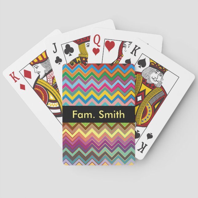 ZIGZAG pattern - coloured + your text Playing Cards (Back)