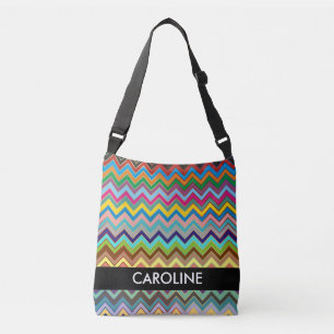 ZIGZAG pattern - multi coloured + your backgr. Crossbody Bag