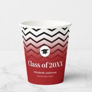 Zigzag Pattern Red Graduation  Paper Cups