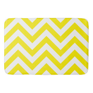 Zigzag Pattern Yellow & White Bath Mat