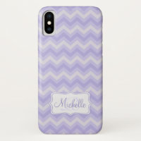 Zigzag patterned purple name initial iphone case