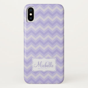 Zigzag patterned purple name initial iphone case