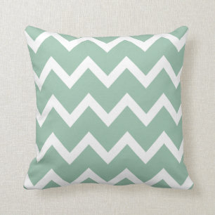 Zigzag Pillow with Greyed Jade Green Chevron