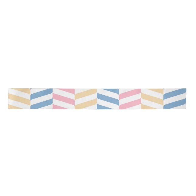 Zigzag pink blue yellow pastel minmal retro modern satin ribbon (Front)