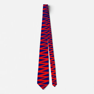 Zigzag - Red on Dark Blue 000066 Tie