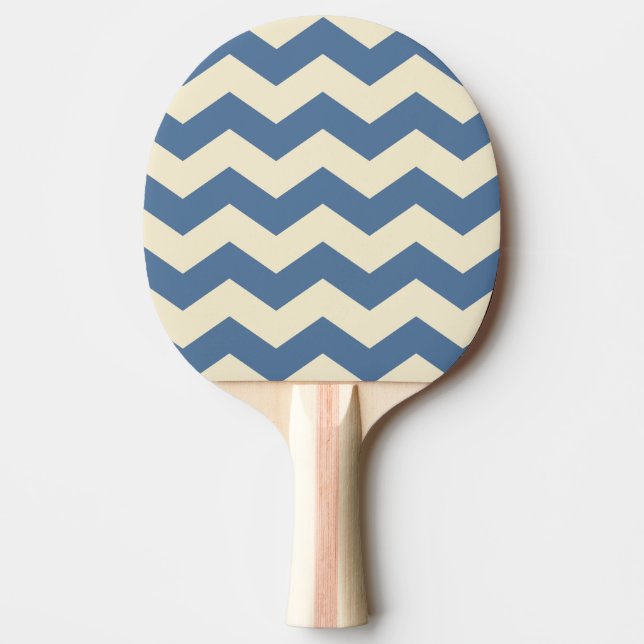 Zigzag Stripe Capri Blue Colour Ping Pong Paddle (Front)