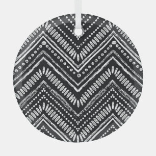 Zigzag Stripes: Hand Drawn Ethnic Glass Tree Decoration