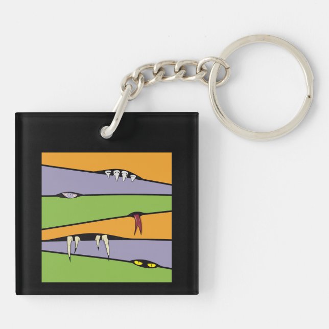 Zigzag Stripes in Halloween Theme Key Ring (Back)