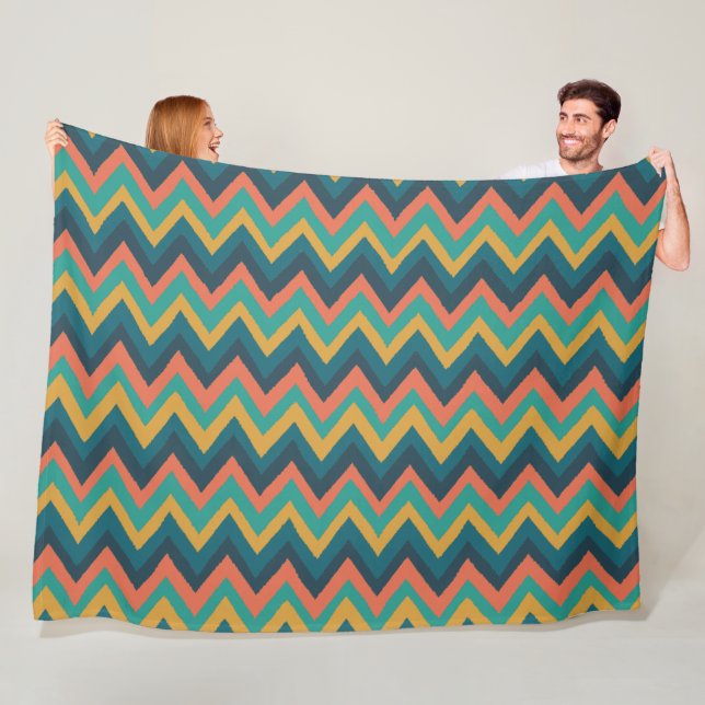 Zigzag Stripes In Watercolor Fleece Blanket (In Situ)