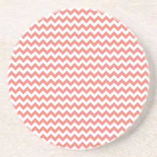 Zigzag Wide - White and Coral Pink Coaster
