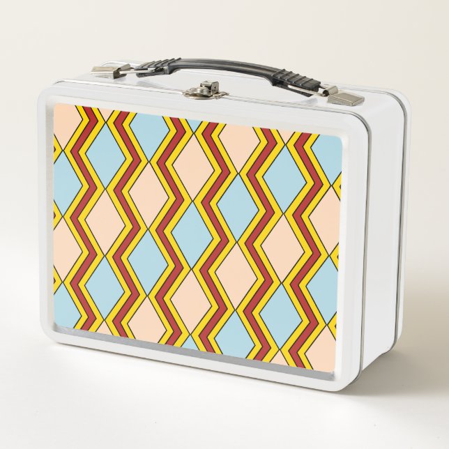 Zigzags and Diamonds Abstract Art Metal Lunch Box (Front)