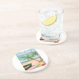 Zihuatanejo Mexican beach vacation poster Coaster