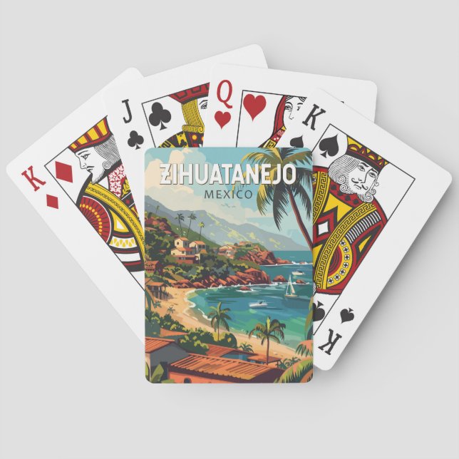 Zihuatanejo Mexico Travel Art Vintage Playing Cards (Back)