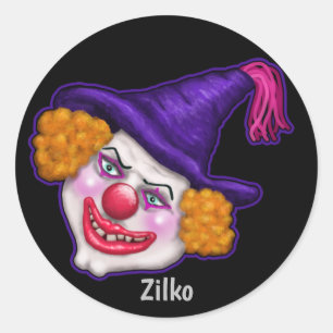 Zilko the Creepy Clown   Halloween Fun Classic Round Sticker
