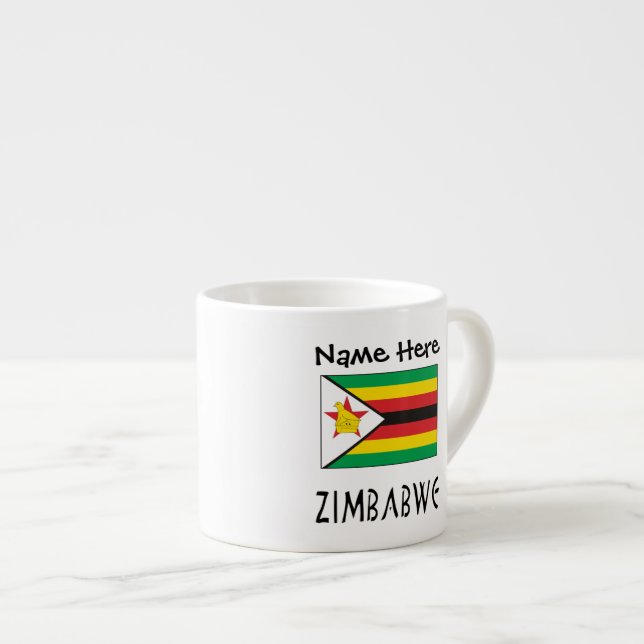 Zimbabwe and Zimbabwe Flag with Your Name Espresso Cup (Front Right)