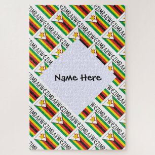 Zimbabwe and Zimbabwean Flag Tiled with Your Name Jigsaw Puzzle
