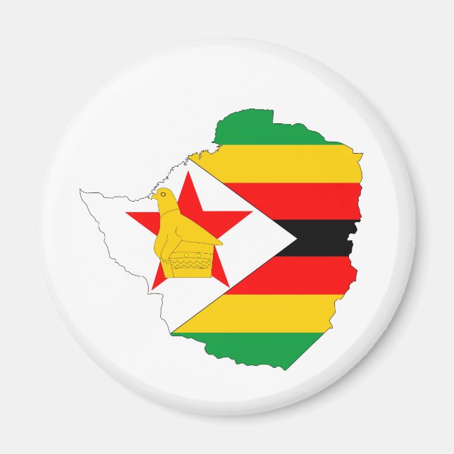 zimbabwe country flag map magnet (Front)