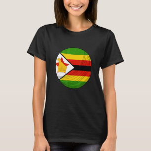 Zimbabwe Cricket Ball Black People Cricket Fan Fla T-Shirt