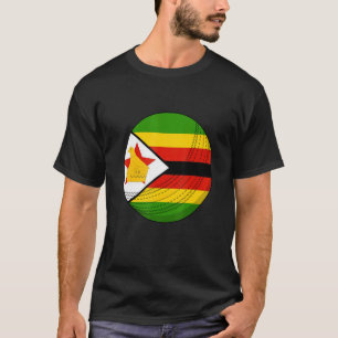 Zimbabwe Cricket Ball Black People Cricket Fan Fla T-Shirt