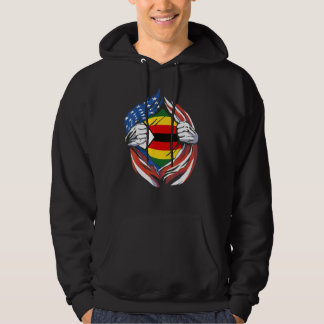 Zimbabwe Flag American Proud of My Zimbabwean Heri Hoodie