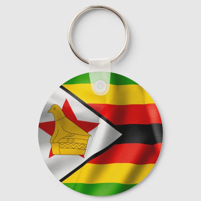 Zimbabwe Flag Basic Button Key Ring (Front)