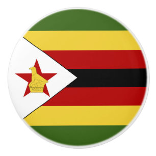 Zimbabwe flag ceramic knob