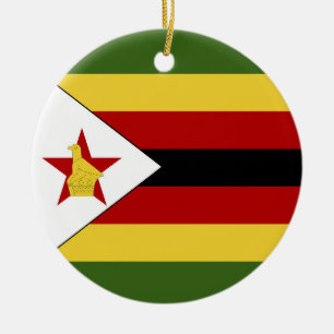 Zimbabwe flag ceramic tree decoration