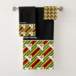 ZIMBABWE FLAG Customised Scripture BLACK Bath Towel Set