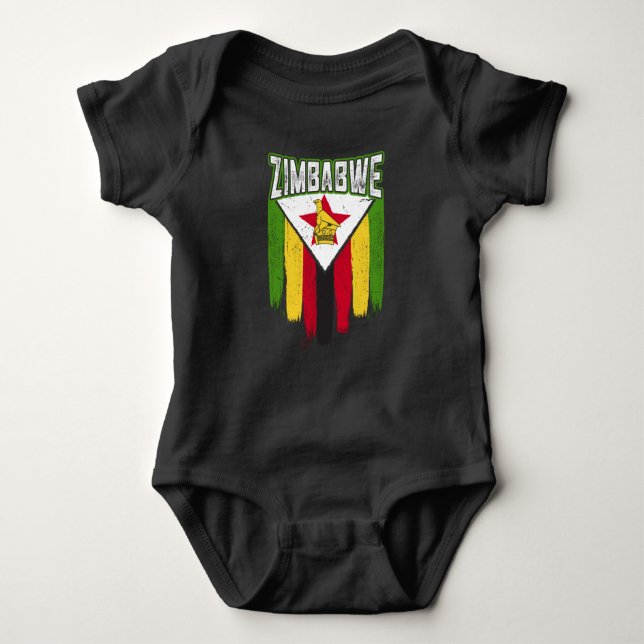 Zimbabwe Flag Gift Idea Zimbabwean Baby Bodysuit (Front)