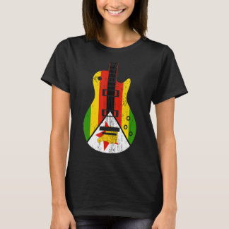 Zimbabwe Flag Guitar Vintage Musician T-Shirt