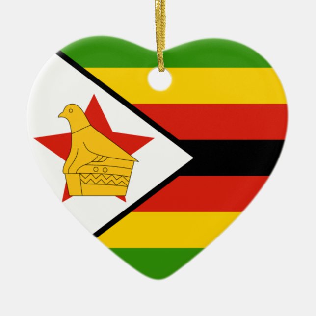Zimbabwe Flag Heart Ornament (Front)