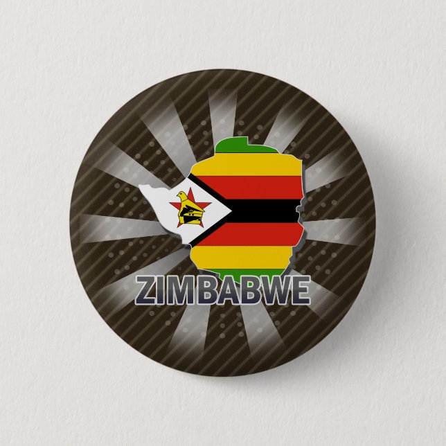 Zimbabwe Flag Map 2.0 6 Cm Round Badge (Front)