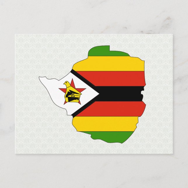 Zimbabwe Flag Map full size Postcard (Front)