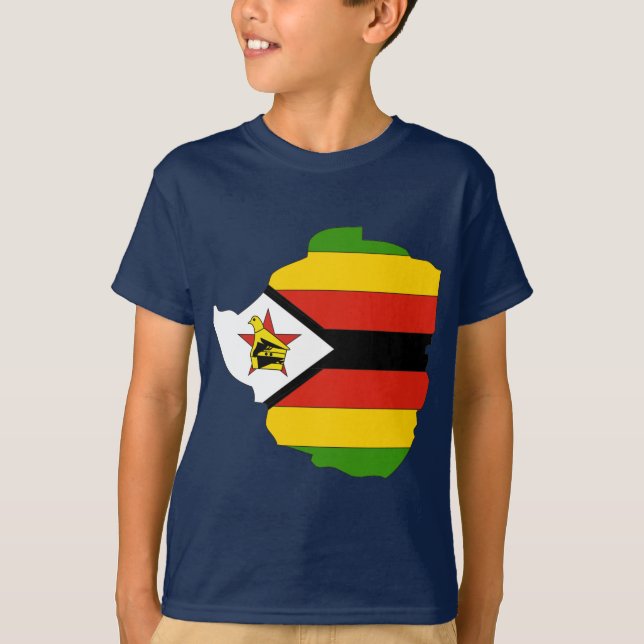 Zimbabwe flag map T-Shirt (Front)