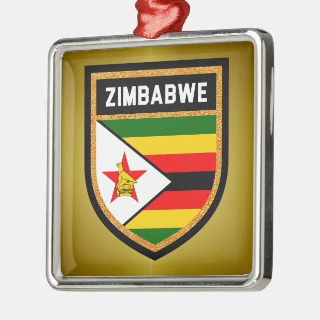 Zimbabwe Flag Metal Tree Decoration (Left)