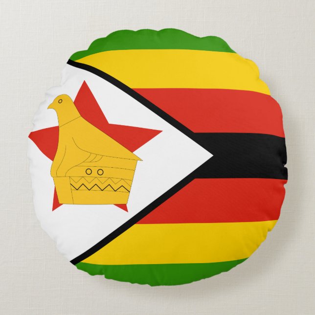 Zimbabwe Flag Round Cushion (Front)