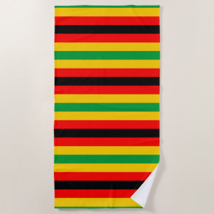 Zimbabwe flag stripes lines country colours beach towel