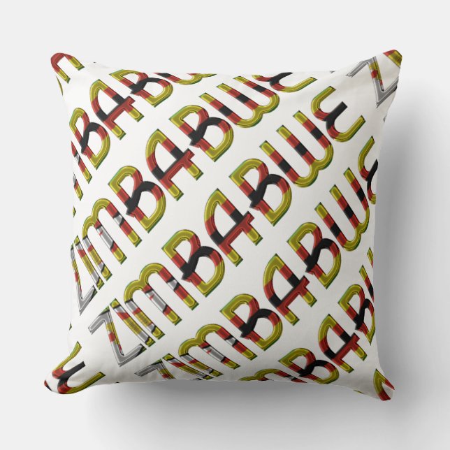 Zimbabwe Flag Typography Pattern African Country Cushion (Front)