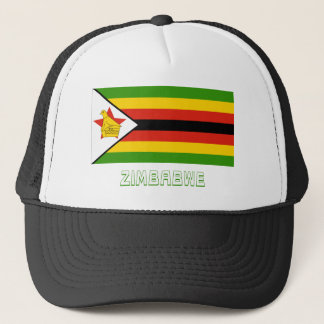 Zimbabwe Flag with Name Trucker Hat