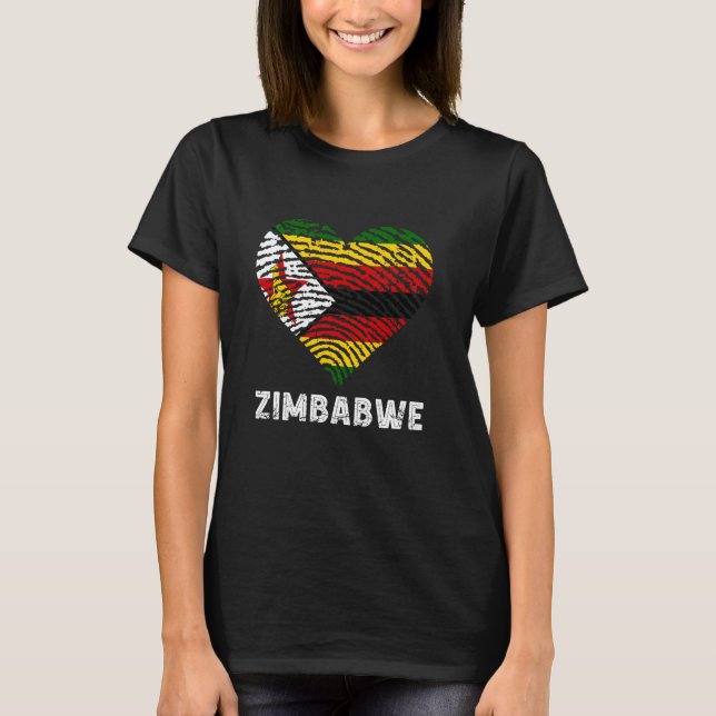 Zimbabwe Heart Vintage Zimbabwean Roots Zimbabwean T-Shirt (Front)