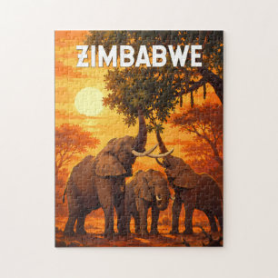 Zimbabwe Illustration Travel Art Vintage Jigsaw Puzzle