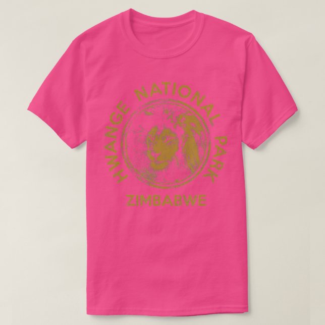 Zimbabwe Lion Hwange National Park African Safari T-Shirt (Design Front)