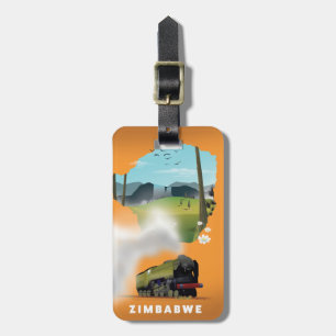 Zimbabwe Map illustrated travel poster Luggage Tag