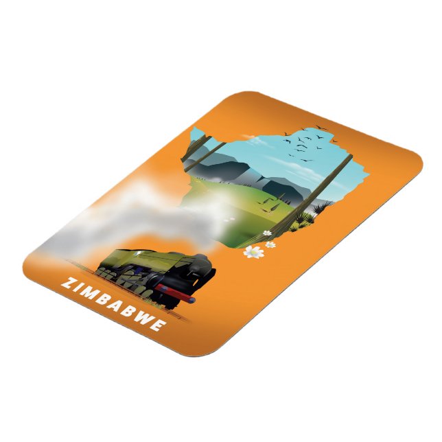 Zimbabwe Map illustrated travel poster Magnet (Left Side)