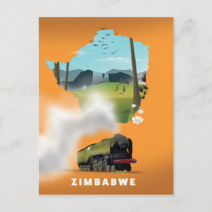Zimbabwe Map illustrated travel poster Postcard