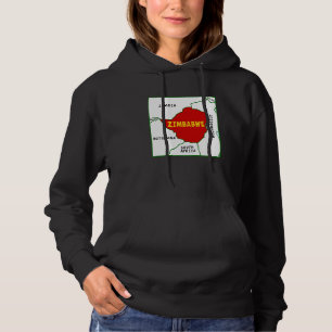 Zimbabwe Map in flag colours. Surrounding countrie Hoodie