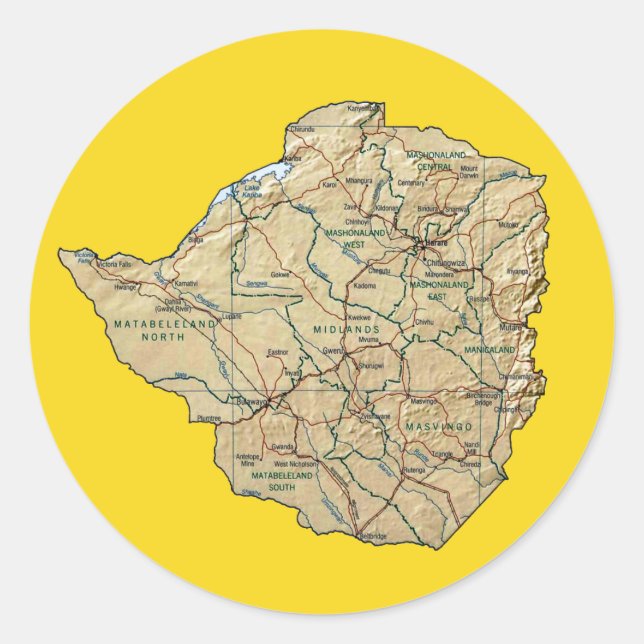 Zimbabwe Map Sticker (Front)